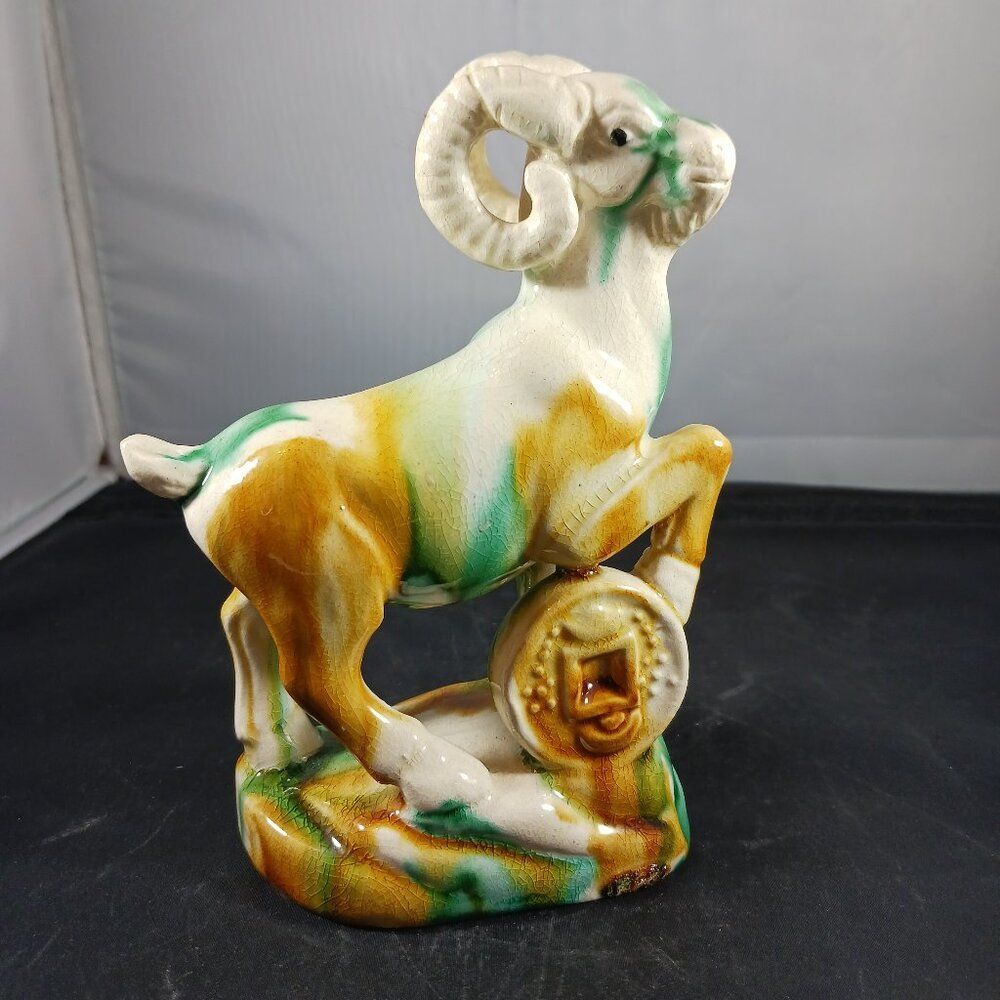 Vintage Ceramic Ram Chinese Ornament Figurine